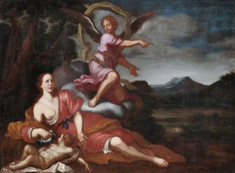 O anjo mostra a Hagar e Ismael o caminho para o poço salvador